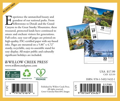 2026 Willow Creek National Parks 6.2 x 5.4 Day-to-Day Calendar (54321)