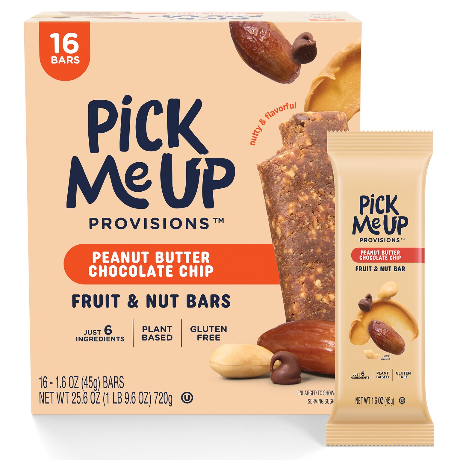 Pick Me Up Provisions™ Gluten Free Peanut Butter Chocolate Chip Fruit & Nut Bar, 1.6 oz., 16 Bars/Box (PM63403)