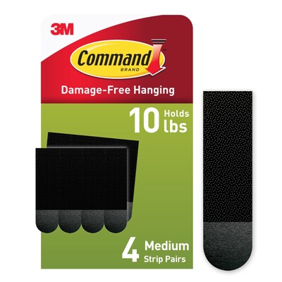 Command Medium Hanging Strips, 10 lb., Black, 4/Pack (17201BLK-ES)