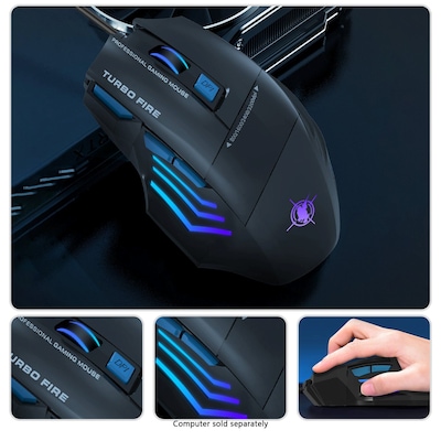 SaharaCase Wired Gaming Keyboard & Mouse Combo, Black/Blue (KB32)