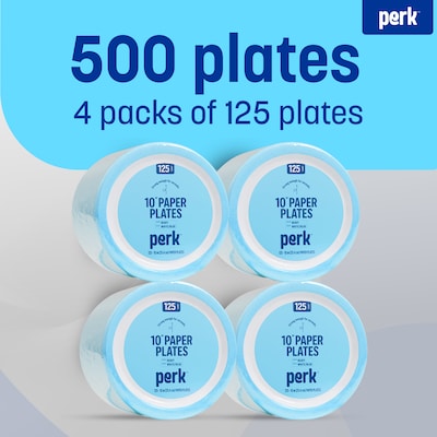 Perk™ Heavy-Weight Paper Plates, 10", Blue/White, 500/Carton (PK54330CT)