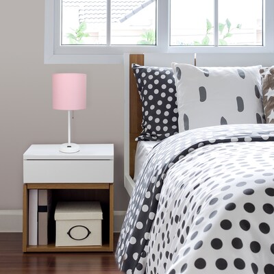 Simple Designs 19.5" LED Table Lamp, White/Light Pink Shade (LT2024-POW-CCLB)