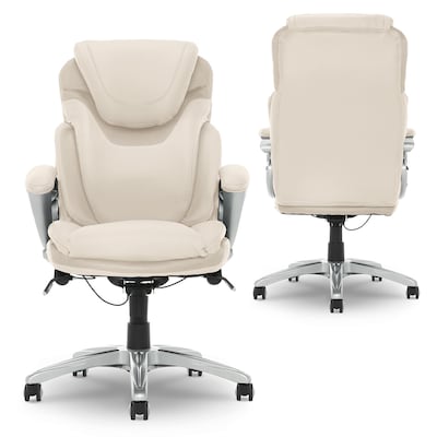 Serta Works Bryce Ergonomic Bonded Leather Swivel Executive Chair, Cream (43807B)