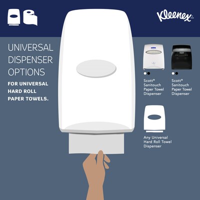 Kleenex Essential Plus+ Recycled Hardwound Paper Towels, 1-ply, 600 ft./Roll, 6 Rolls/Carton (50606)