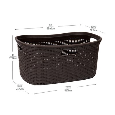 Mind Reader 10.57-Gallon Laundry Basket with Handles, Plastic, Brown, 2/Set (40LBASK2PK-BRN)