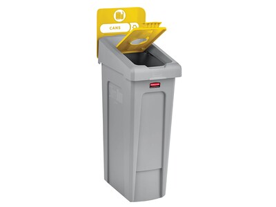 Rubbermaid Slim Jim Single-Stream Recycling Station, 23 Gallon, Gray/Yellow (2185052)