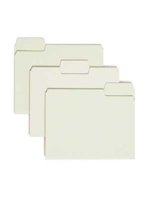 Smead Supertab Folders With Safeshield Fasteners, 1/3 Cut, Letter, Gray/Green, 25/Box