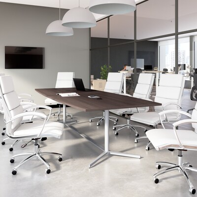 Bush Business Furniture 120W x 48D Boat Shaped Conference Table with Metal Base, Storm Gray (99TBM12