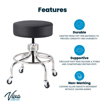 Viva Comfort Armless Vinyl Medical and Lab Stool, Black (ADI910-02-BLK-MK)