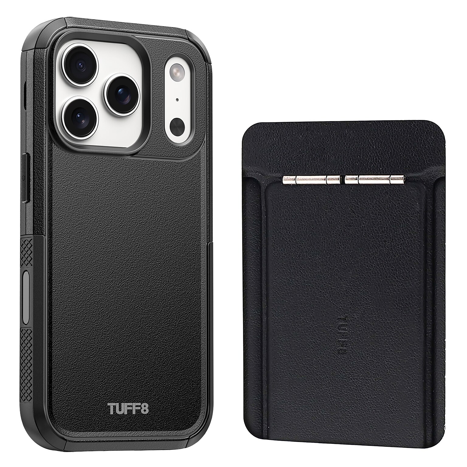 TUFF8 Impact+ MagSafe Rugged Phone Case for iPhone 18 Pro with Foldable Origami Wallet Stand, Black (KITLIB18PRO05)