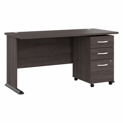 Bush Business Furniture Studio A 60W Computer Desk with 3 Drawer Mobile File Cabinet, Storm Gray (S