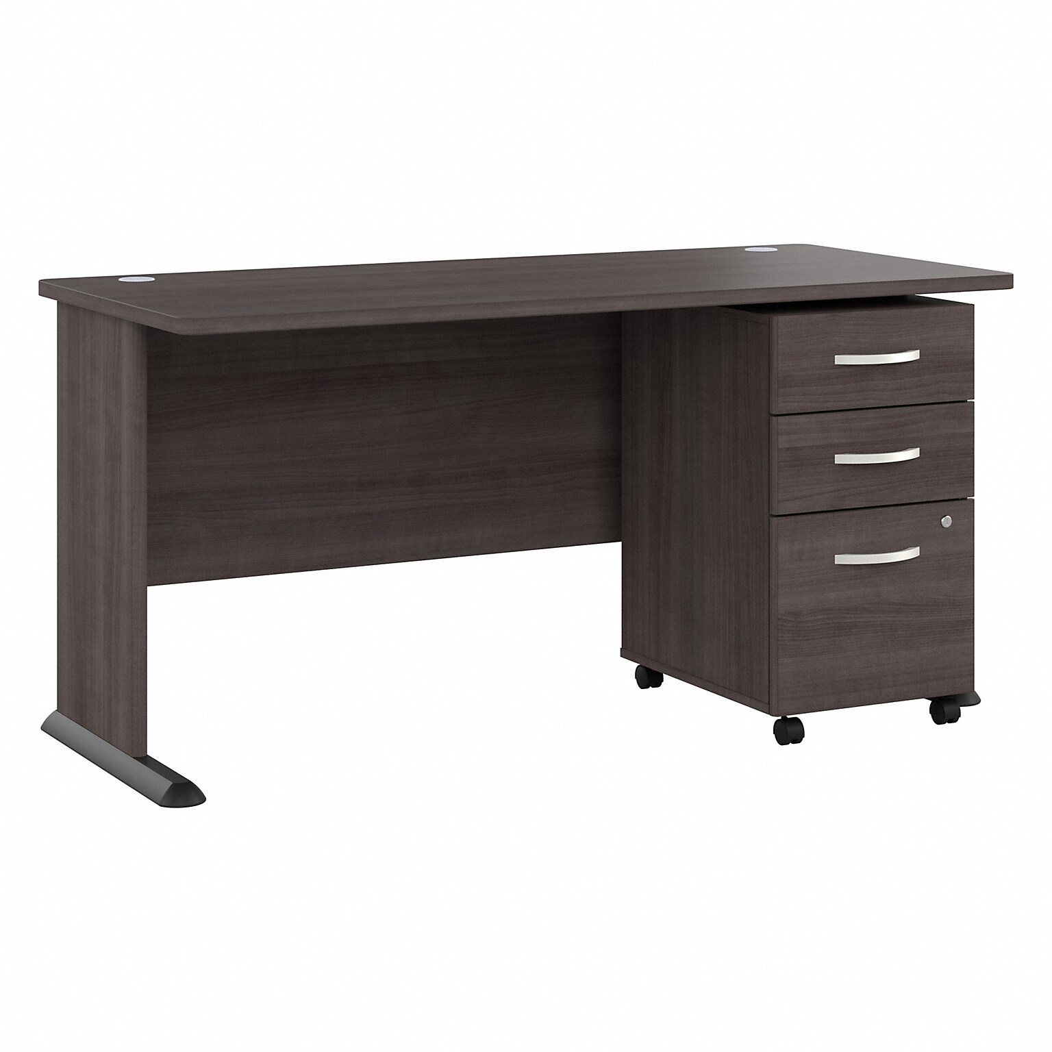 Bush Business Furniture Studio A 60W Computer Desk with 3 Drawer Mobile File Cabinet, Storm Gray (STA002SGSU)