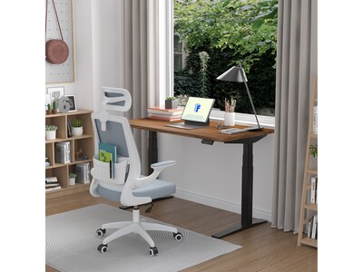 FlexiSpot E7 Pro 55"W Electric Adjustable Standing Desk, Black Walnut/Black (E7BPRO5528-BW)