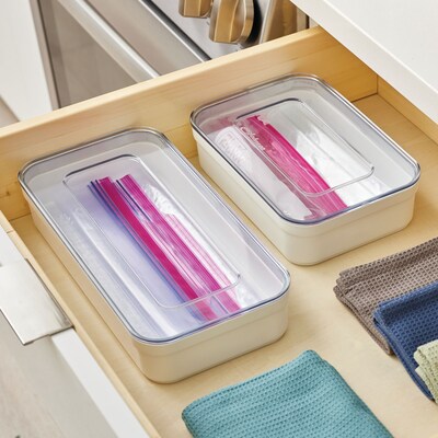 iDESIGN Storage Bag Dispenser, White/Clear, 2/Set (95614C3)
