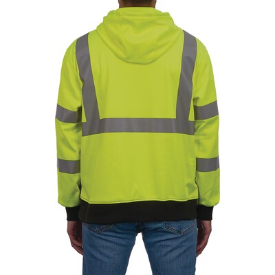 Ergodyne GloWear 8311BK High Visibility Long Sleeve Black Bottom Hooded Sweatshirt, ANSI Type R Class 3, Lime, Medium (22873)