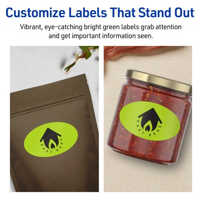 Avery Printable Oval Multipurpose Labels, 2" x 3-1/3", Bright Green, 80/Pack (94056)