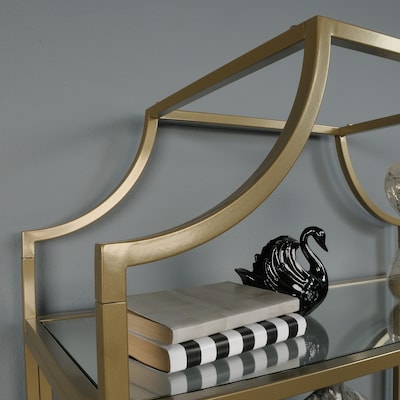 Sauder International Lux 71"H 5-Shelf Bookcase, Satin Gold (421434)