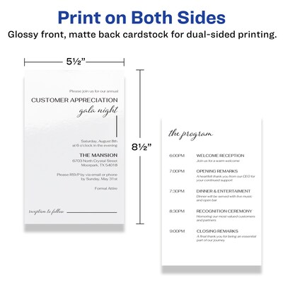 Avery Integrated Cards, 5.5" x 8.5", Glossy White, 20/Pack (95279)