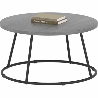 Lorell Accession 31.5" D Laminate Round Coffee Table, Weathered Charcoal (LLR16260)