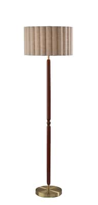Adesso Laine 62.5H Antique Brass Floor Lamp with Beige Linen Shade (4344-15)