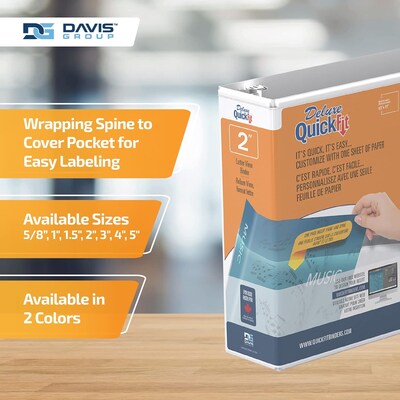 Davis Group QuickFit Heavy Duty 2" 3-Ring Standard Binders, White, 4/Pack (97130-04)