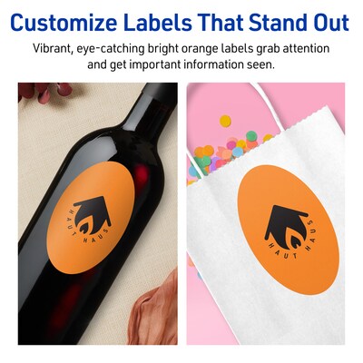 Avery Laser/Inkjet Multipurpose Oval Labels, 4.25" x 2.5", Bright Orange, 60/Pack (94058)