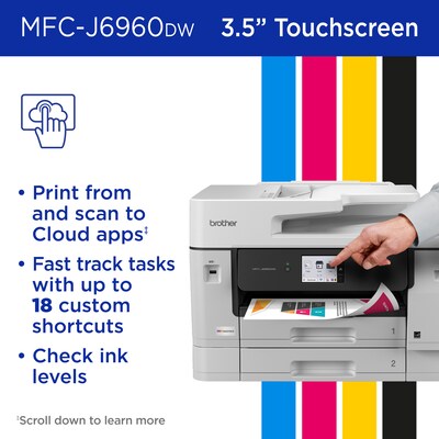 Brother INKvestment MFCJ6960DW Wireless Color Inkjet All-in-One Printer, Best for Home Office