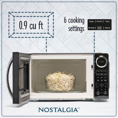 Nostalgia Retro 0.9 Cubic Foot Countertop Microwave, Black (NRMOGZ9BK6A)