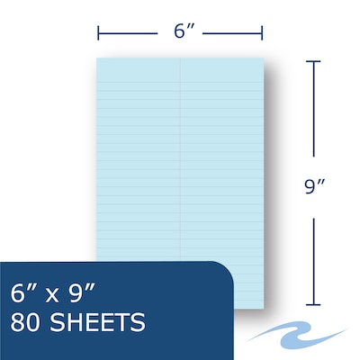 Roaring Spring Paper Products Enviroshades Steno Pad, 6 x 9, Gregg Ruled, Blue, 80 Sheets/Pad, 4 Pads/Pack (ROA12284)