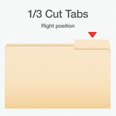 Pendaflex File Folder, 1/3-Cut Tab, Legal Size, Manila, 100/Box (753 1/3-3)