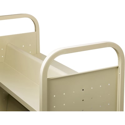 Lorell Fortress Series 6-Shelf Metal Mobile Book Cart with Caster Wheels, Putty (LLR49202)