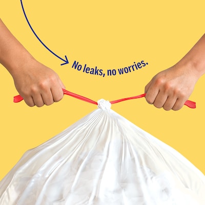 Perk™ 13 Gallon Kitchen Trash Bag, 28" x 24", Low Density, 0.9 mil, White, 50 Bags/Box (PK56745)