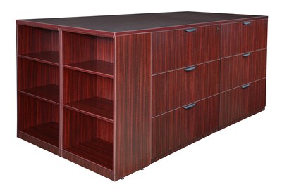 Regency Legacy 42H x 85W x 46D Stand Up Lateral File Quad with Bookcase End, Mahogany (LSLFQUAD8546MH)