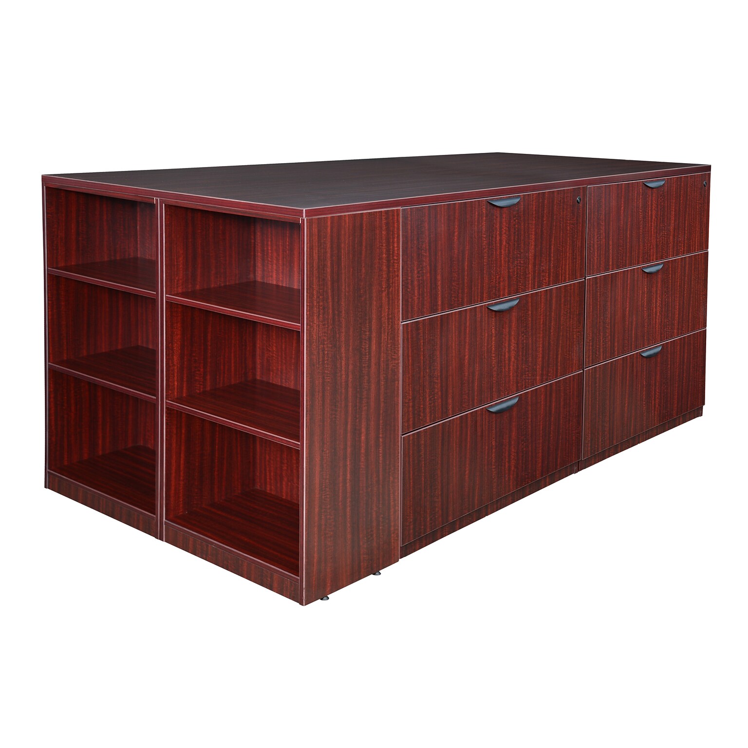 Regency Legacy Stand Up Lateral File Quad with Bookcase End, 42H x 85W x 46D, Mahogany (LSLFQUAD8546MH)