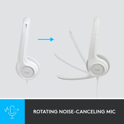 Logitech H390 Noise Canceling Stereo Headset, White (981-001285)