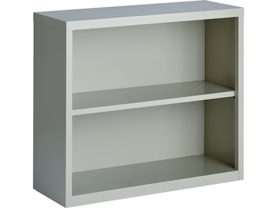 Hirsh HL8000 Series 30H 2-Shelf Bookcase with Adjustable Shelf, Light Gray Steel (21988)