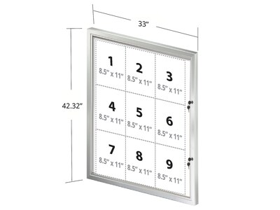 Azar Sign Holder, 8.5 x 11, Vertical, Wall Mounted, Silver/White Aluminum (300219)