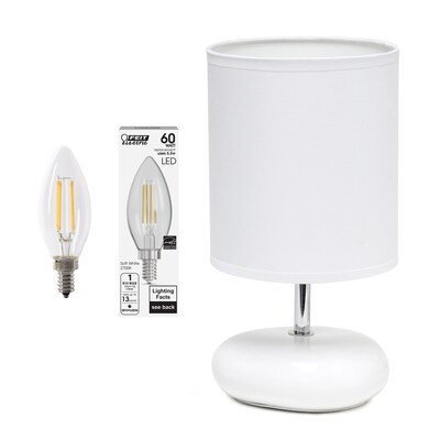 Simple Designs Stonies 10.24" LED Table Lamp, White (LT2005-WHT-LB)