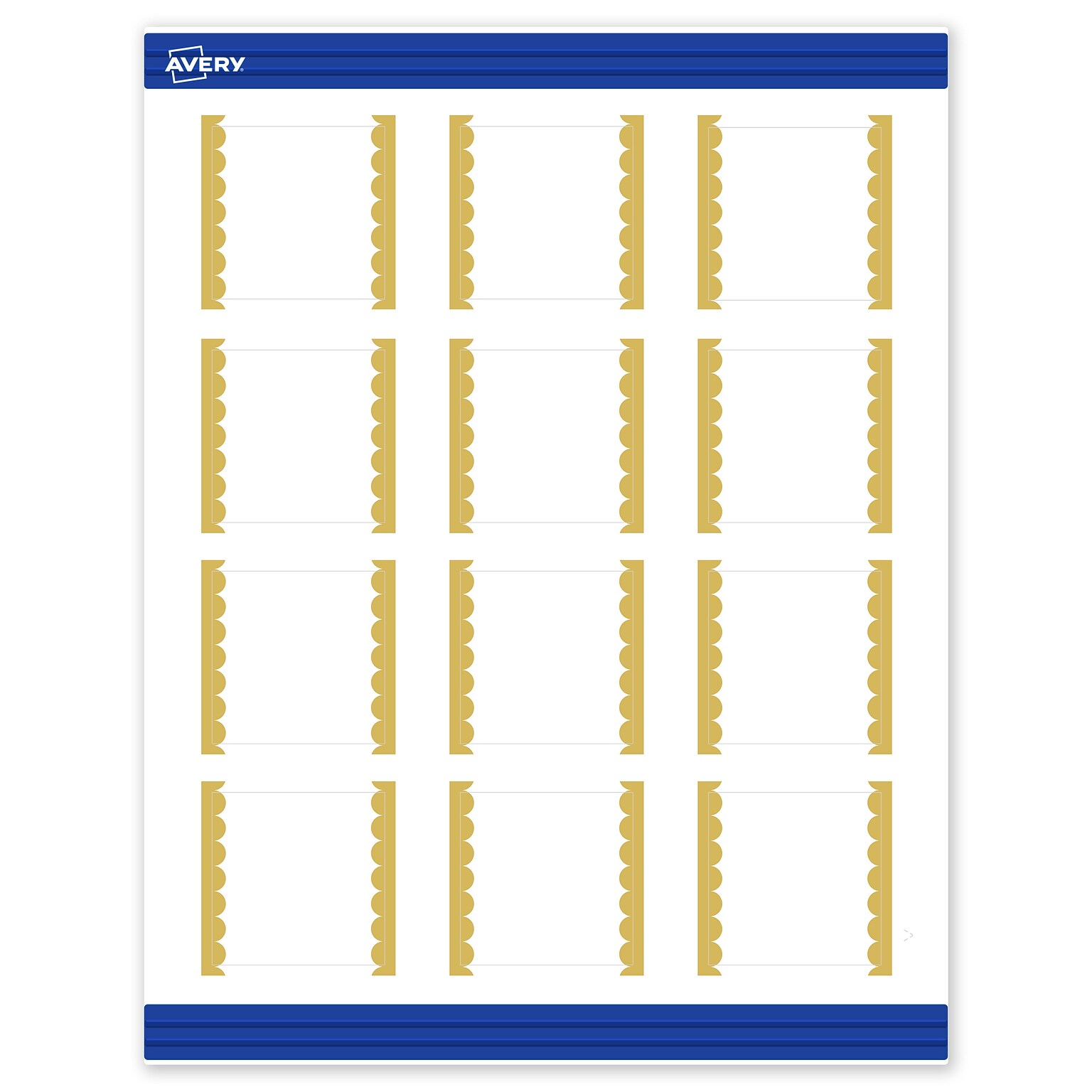 Avery Pre-Printed Gold Edge Dots Design Matte Blank Card, White, 120/Pack (S00-DK5)