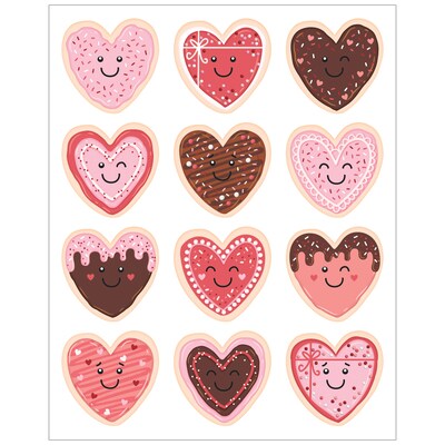 Teacher Created Resources Frosted Heart Cookies Stickers, 72/Pack, 12 Packs/Bundle (TCR6948-12)