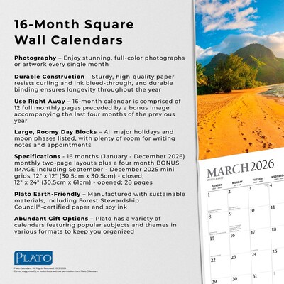 2026 Plato Tropical Islands 12" x 12" Monthly Wall Calendar (9798330706778)