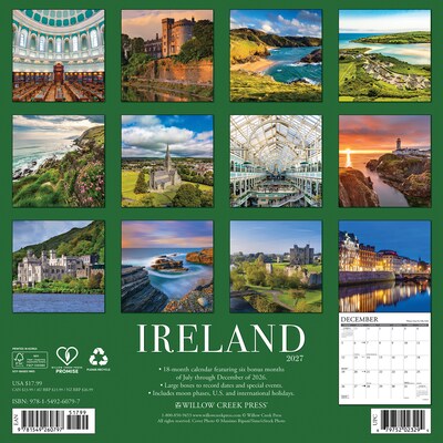 2027 Willow Creek Ireland 12 x 12 Monthly Wall Calendar (60797)