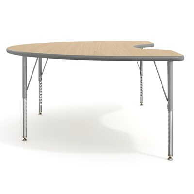 Flash Furniture Wren Kidney Activity Table, 72" x 48", Height Adjustable, Light Natural Top/Silver Frame (XUA4872KDLNTP)