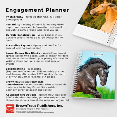 2026 BrownTrout Horse Lovers 6.5" x 7.75" Weekly Planner (9798330703692)