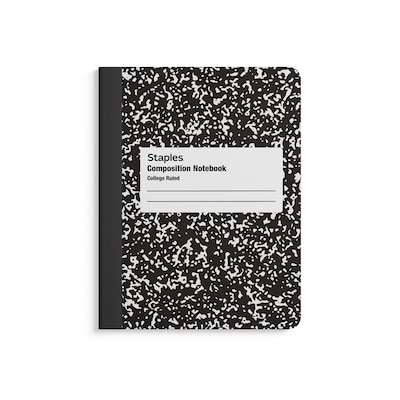 Staples Composition Notebook, 7.5 x 9.75, College Ruled, 100 Sheets, Black/White, 48/Carton (40451