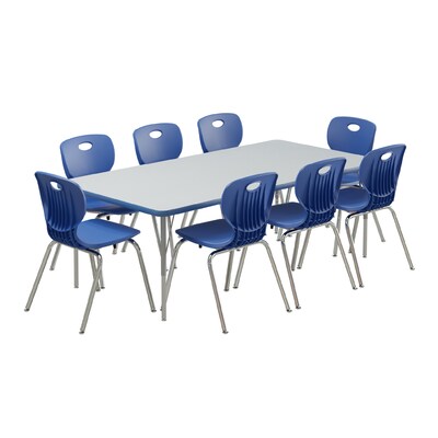 Correll Rectangular Activity Table Set, 72 x 36, Height Adjustable, Gray Granite (AP1-A3672TFREC-15-14-37-8-18)