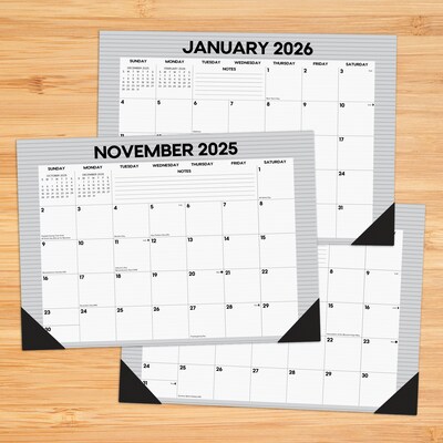 2025-2026 Willow Creek Pinstripe 17 x 12 Academic Monthly Desk Pad Calendar, Multicolor (56943)