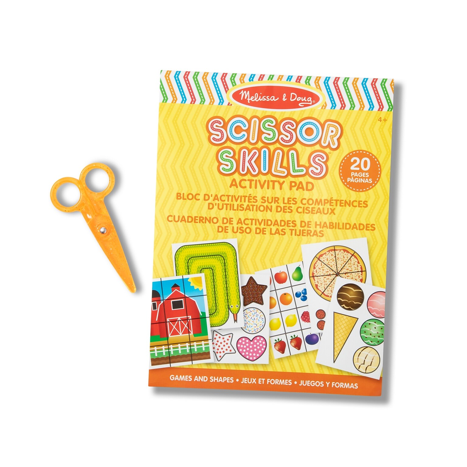 Melissa & Doug Scissor Skills Activity Book With Pair of Child-Safe Scissors, 20 Pages (2304-CASE)