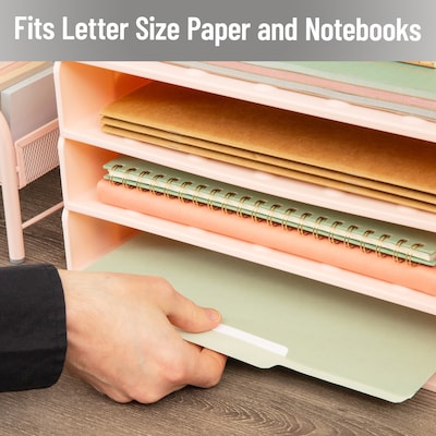 Mind Reader Plastic Side Loading Stackable Letter Tray, Letter Size, Pink (DANSTACK4-PNK)