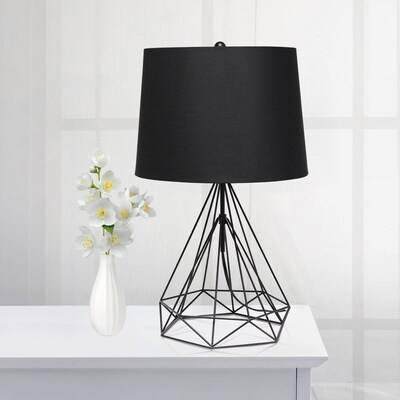 Lalia Home Geometric Wired Table Lamp, Fabric Shade, Black Matte (LHT-5024-BK)